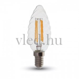 Csavart gyertya,4W Filament LED izzó (E14, 400 lumen, meleg fehér, VT-4307)