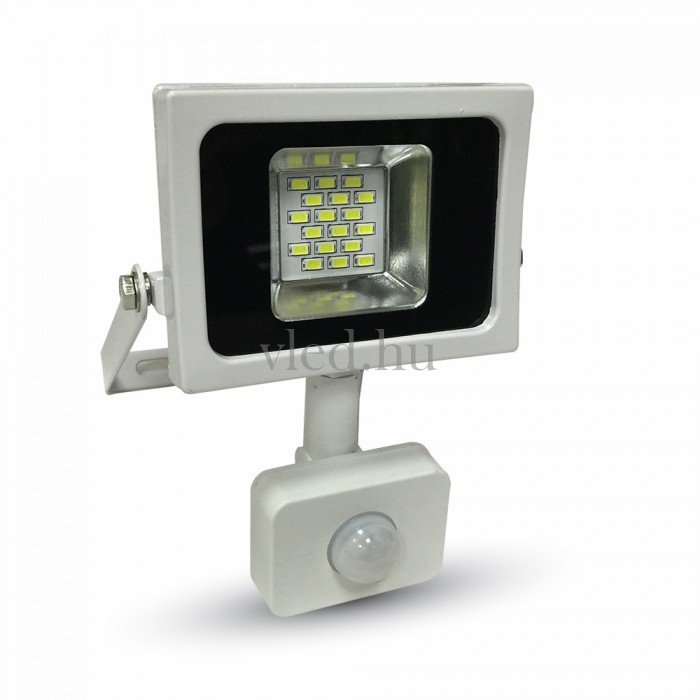 10W SMD LED reflektor mozgásérzékelős, fehér ház, 6000K, VT 5748