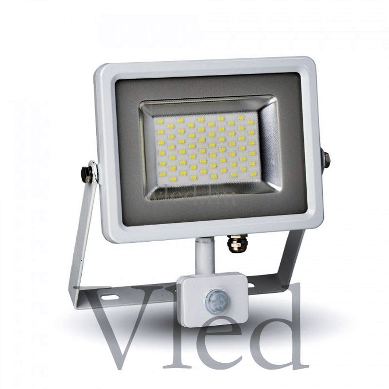 30W SMD LED reflektor mozgásérzékelős, fehér ház, 4500K, VT 5751