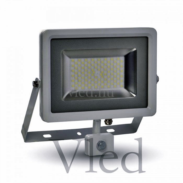 50W SMD LED reflektor mozgásérzékelős, fehér ház, 3000K, VT 5758