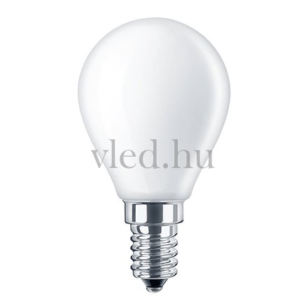 Tungsram 4,5W LED fényforrás, E14, P45, 470 lumen, 4000K, természetes fehér, szórásszög 300°, Filament, opál üvegbúra (93115560)