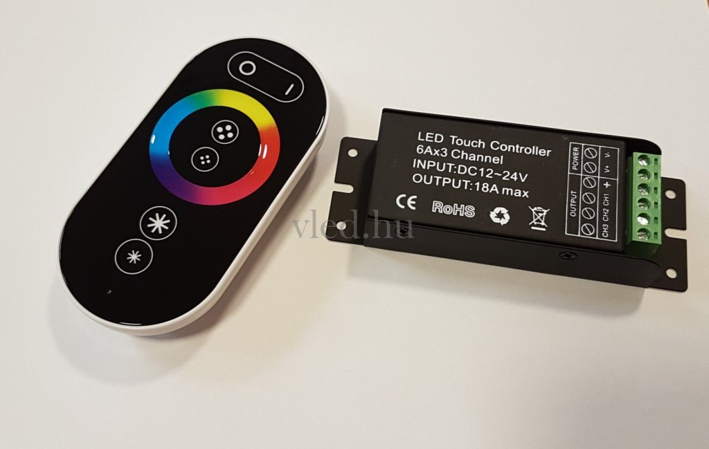 RGB led szalag vezérlő 216W érintős (touch) rádiós vezérlés, Fekete (6314)