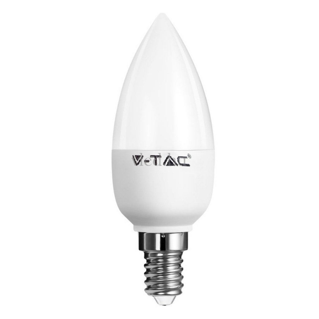 6W-os Led lámpa, gyertya forma, E14 foglalat, meleg fehér (VT-4215)
