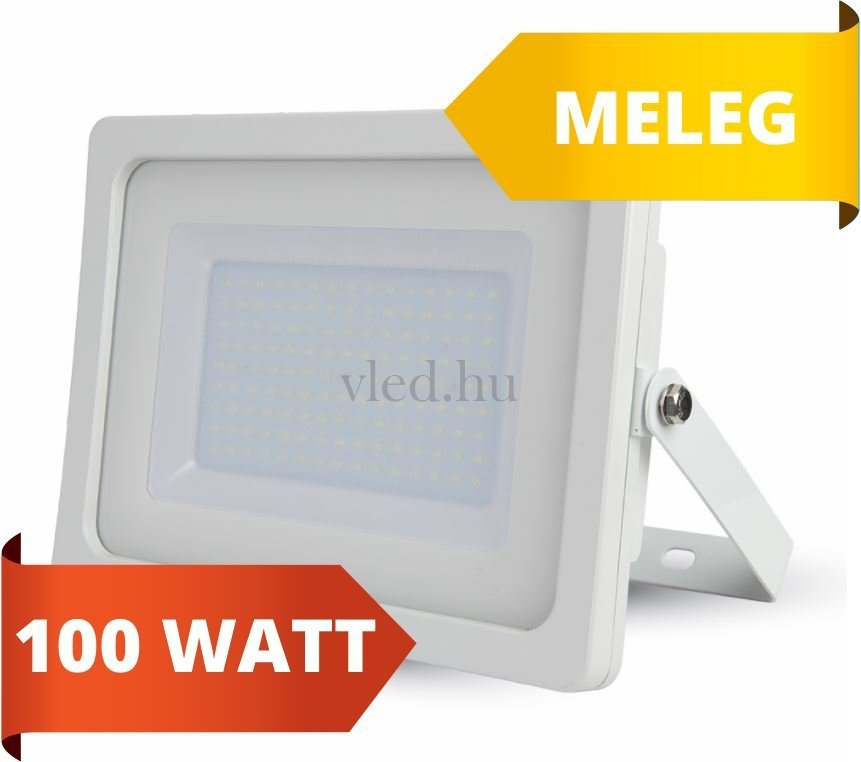  Slim SMD LED reflektor, 100W, meleg fehér, 8500 lumen, 3000 kelvin, fehér ház (VT-5843)
