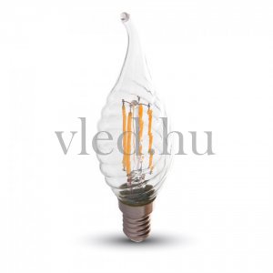 Csavart gyertyaláng, 4W Filament LED izzó (E14, 400 lumen, meleg fehér, VT-4308)?new=3
