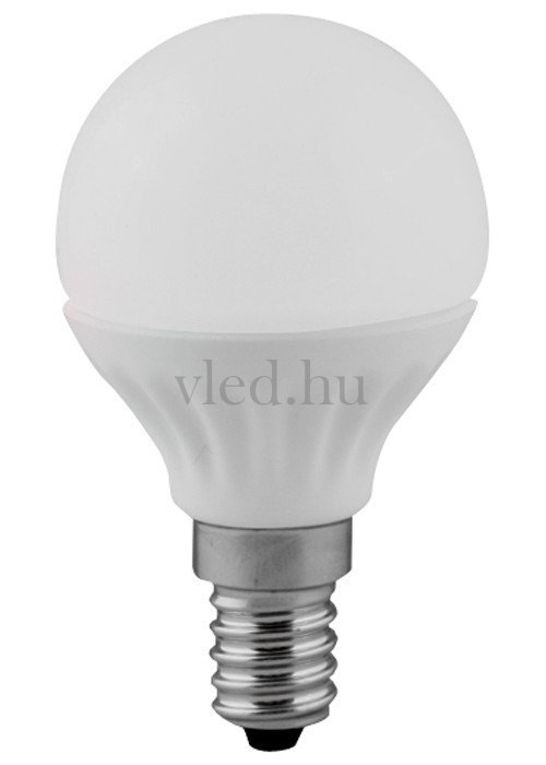 6W-os led lámpa, gömb forma P45, E14 foglalat, meleg fehér (VT-4250)