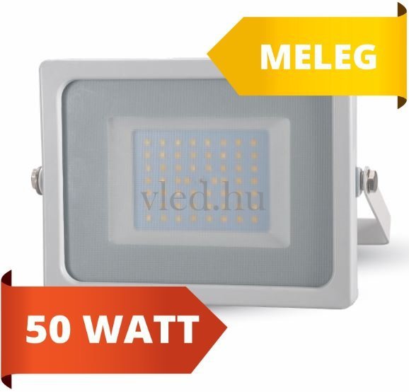 LED reflektor, slim, 50W, meleg fehér, 3000 kelvin,4250 lumen, fehér ház (VT-5825)