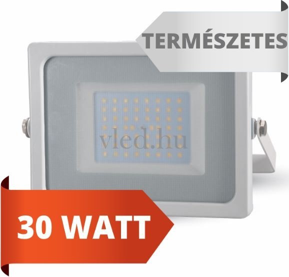 LED reflektor, slim, 30W, természetes fehér, 4000 kelvin,2550 lumen, fehér ház (VT-5808)