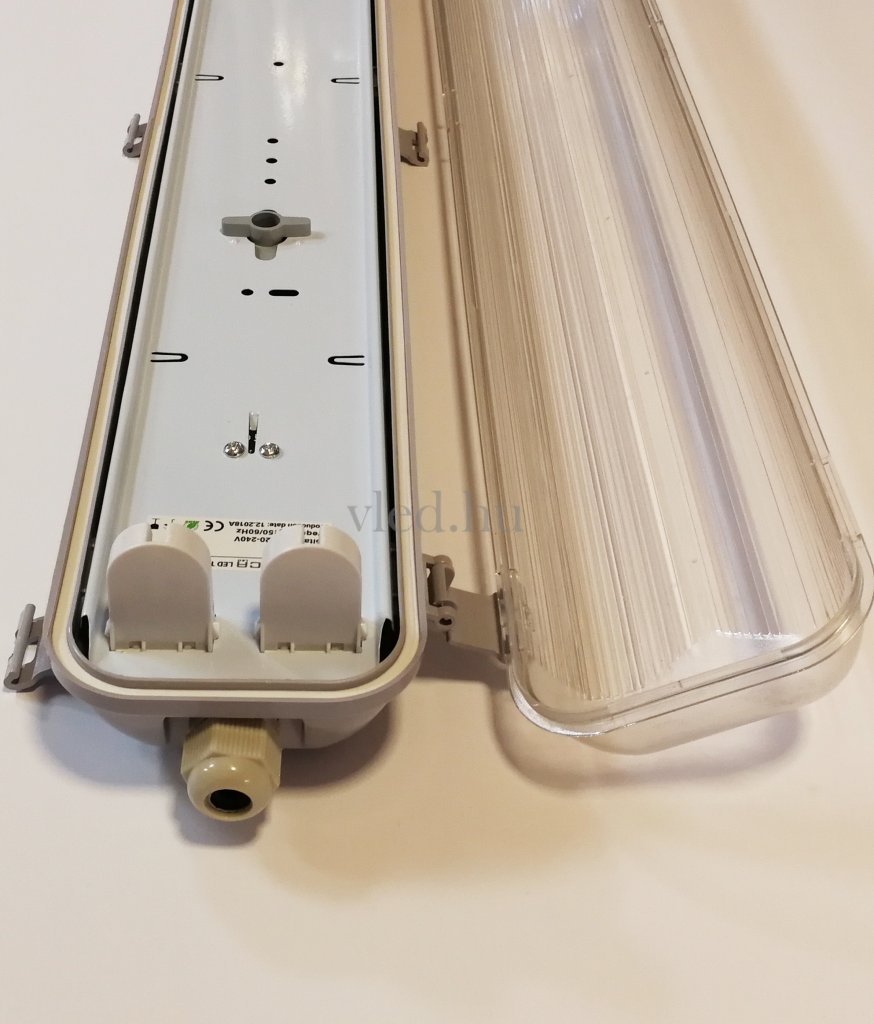 T8 falon kívüli led fénycső armatúra IP65 védettséggel 2db 60cm LED fénycsővel Hideg Fehér (VT-6651-CW)