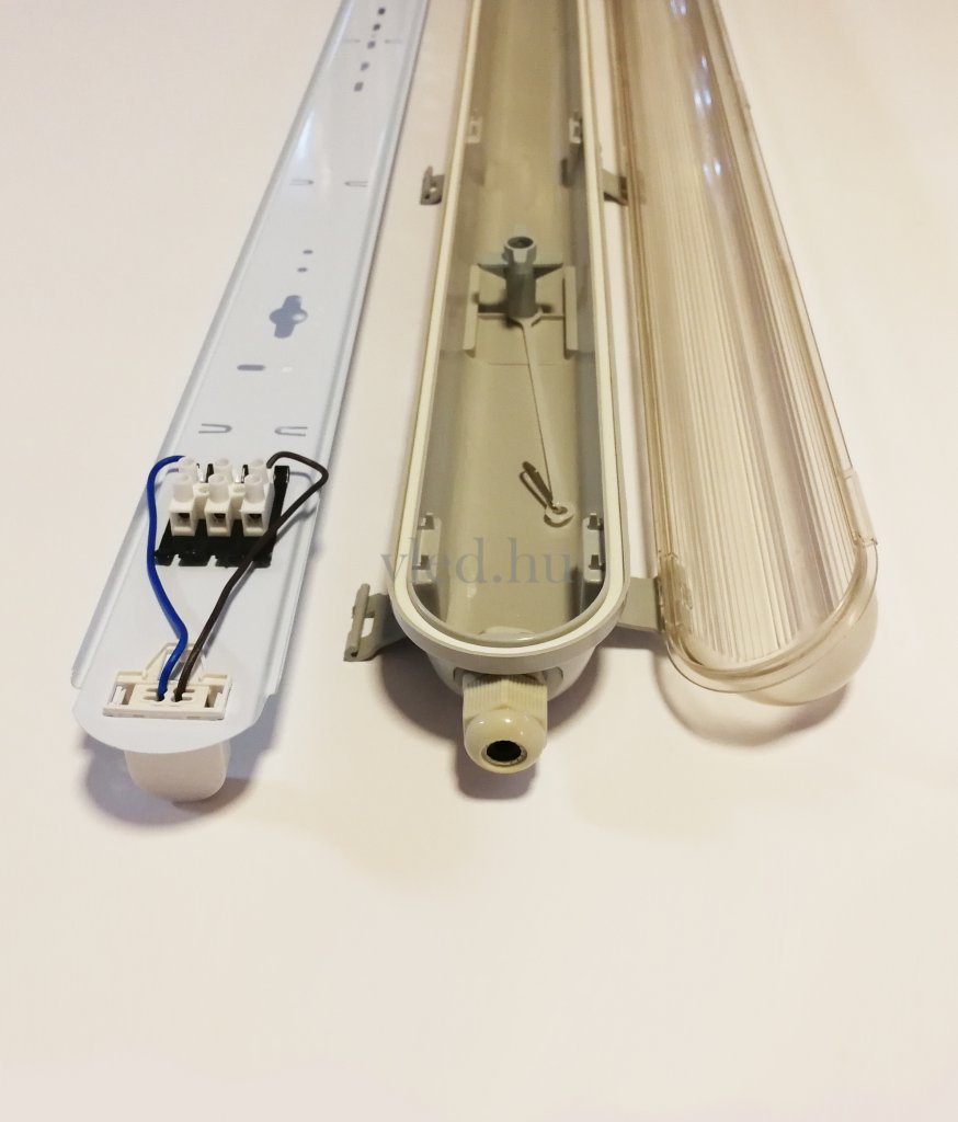 Falon kívüli led fénycső armatúra IP65 védettséggel 1db 60cm T8 LED fénycsővel Meleg Fehér (VT-6650-WW)