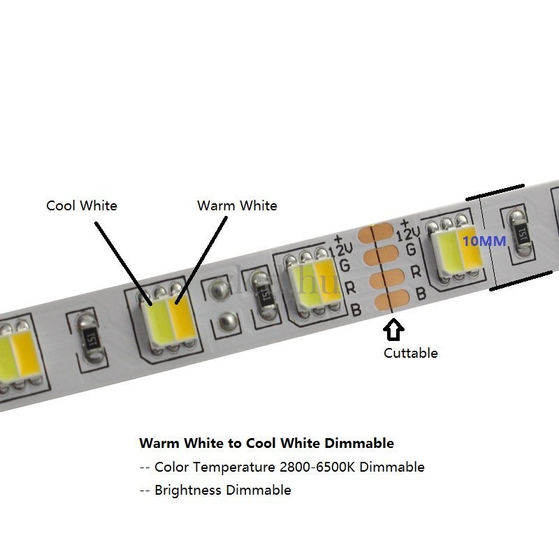 5025 led szalag 60 led/m, 24V, hideg fehér (6000K) + meleg fehér (3000K) 5m, 3 év garancia (4441)