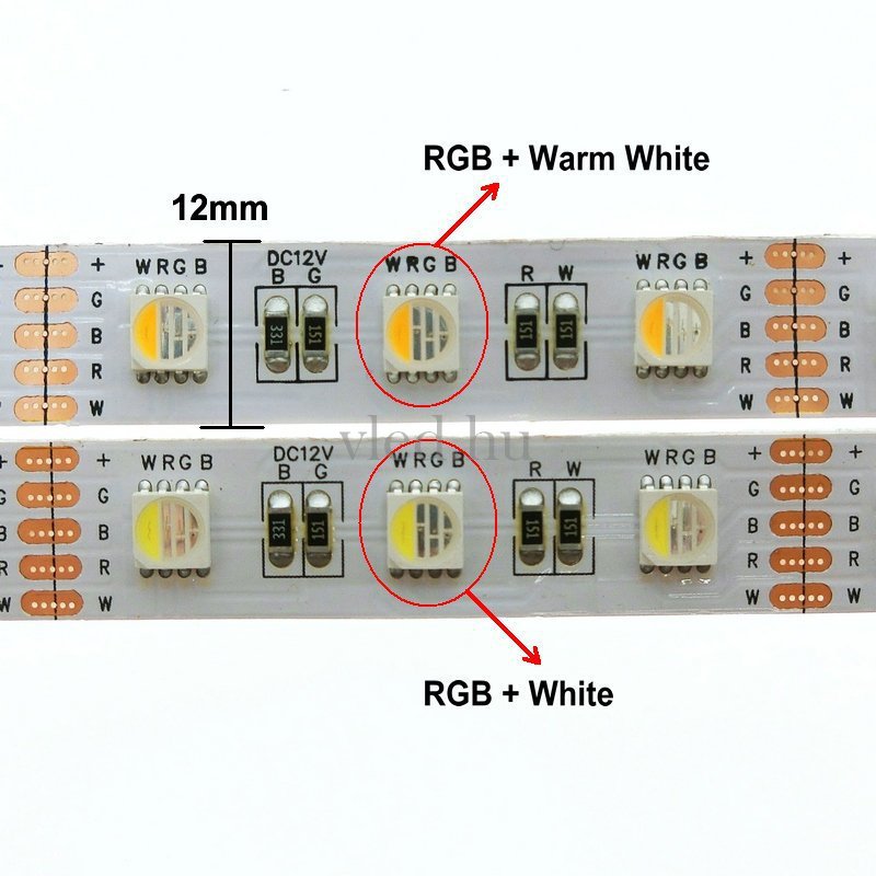 5050 led szalag 60 led/m, 24V, RGB + meleg fehér (RGBWW) 5m, 3 év garancia (4482)