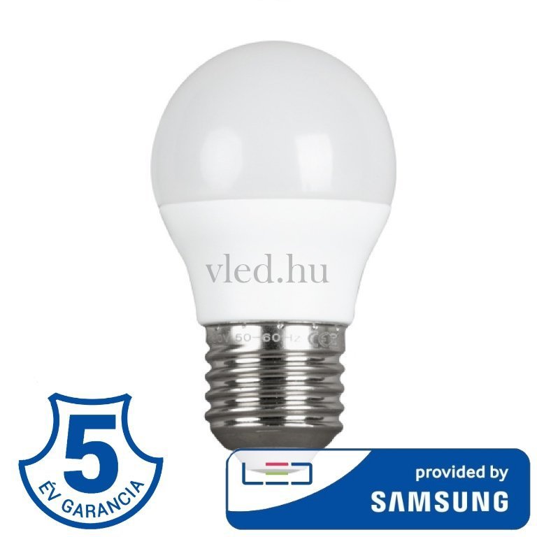  5.5W Led Lámpa, E27, G45, Meleg Fehér, Samsung Chippel, 5 év garancia (174)