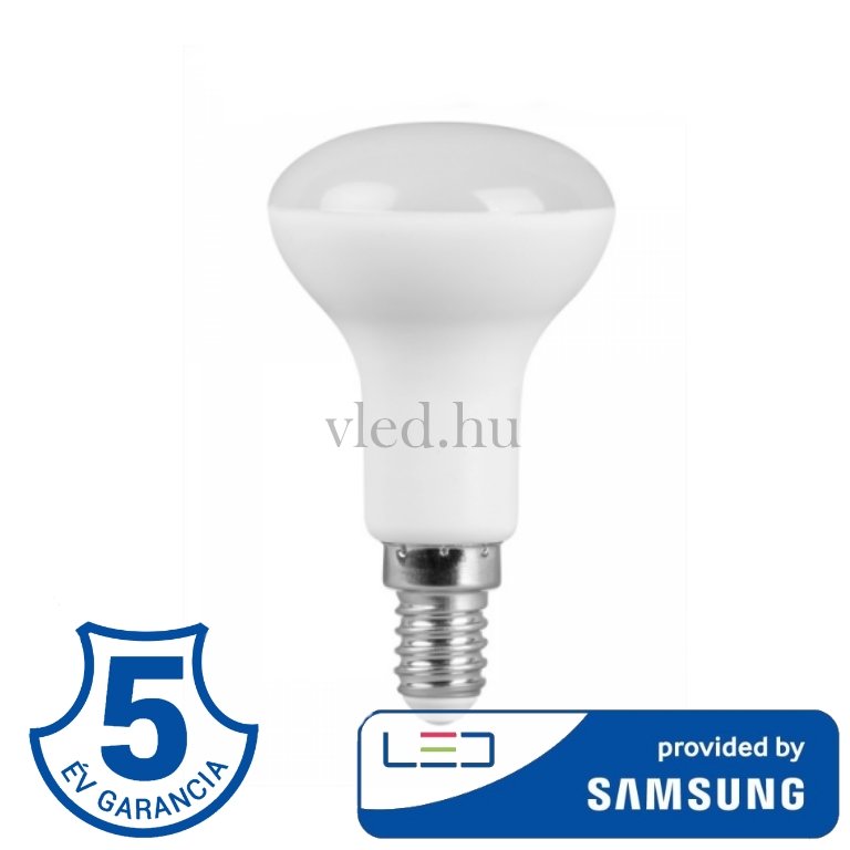 6W, R50-es forma, E14 led lámpa, Samsung Chip, 5 év Garancia, meleg fehér (138)
