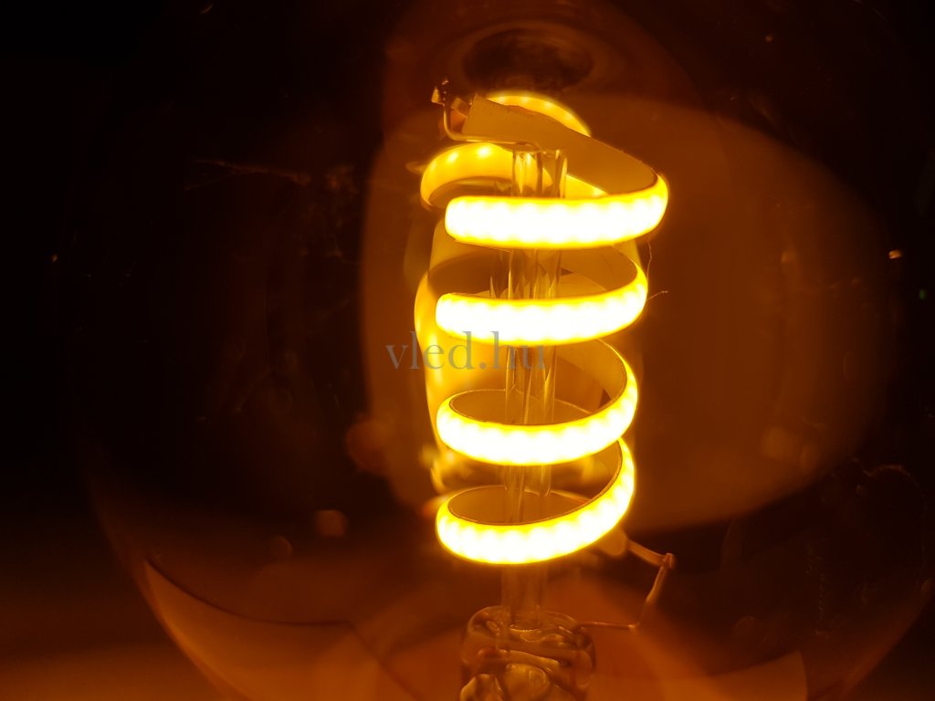 4W Filament, Spirál Led, Borostyán (2200K) Üvegburával, meleg fehér, 300°, 360 lumen (7335)