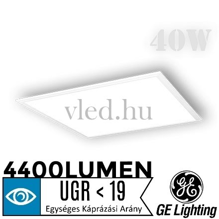 GE Led Edgelit panel, 60x60 cm, 40W, 4400Lm,  természetes fehér, 19>UGR (93101672)