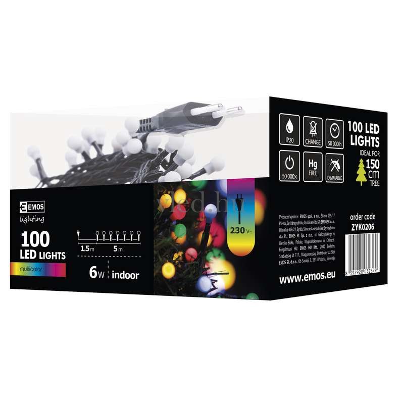 100 Led Kis Gömb Fényfüzér, Beltéri, Színes/Multi Color, 5M (ZYK0206)