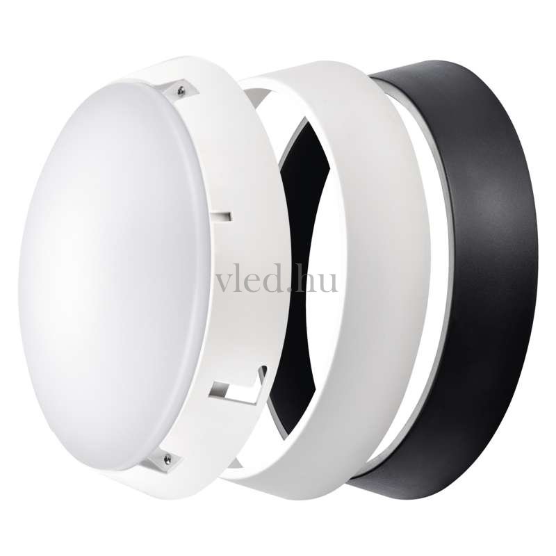 14W Led Lámpa, falra szerelhető, kör, meleg fehér, IP54, fekete-fehér borítással (ZM3130)