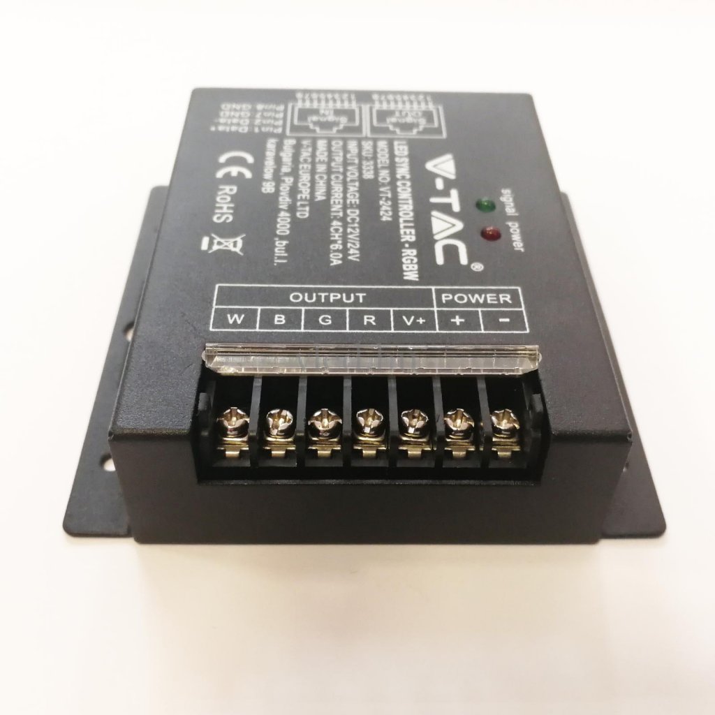 Rádiófrekvenciás RGBW vezérlő, távirányítóval, 12-24V, 4 csatorna, 6A/csatorna (3338)