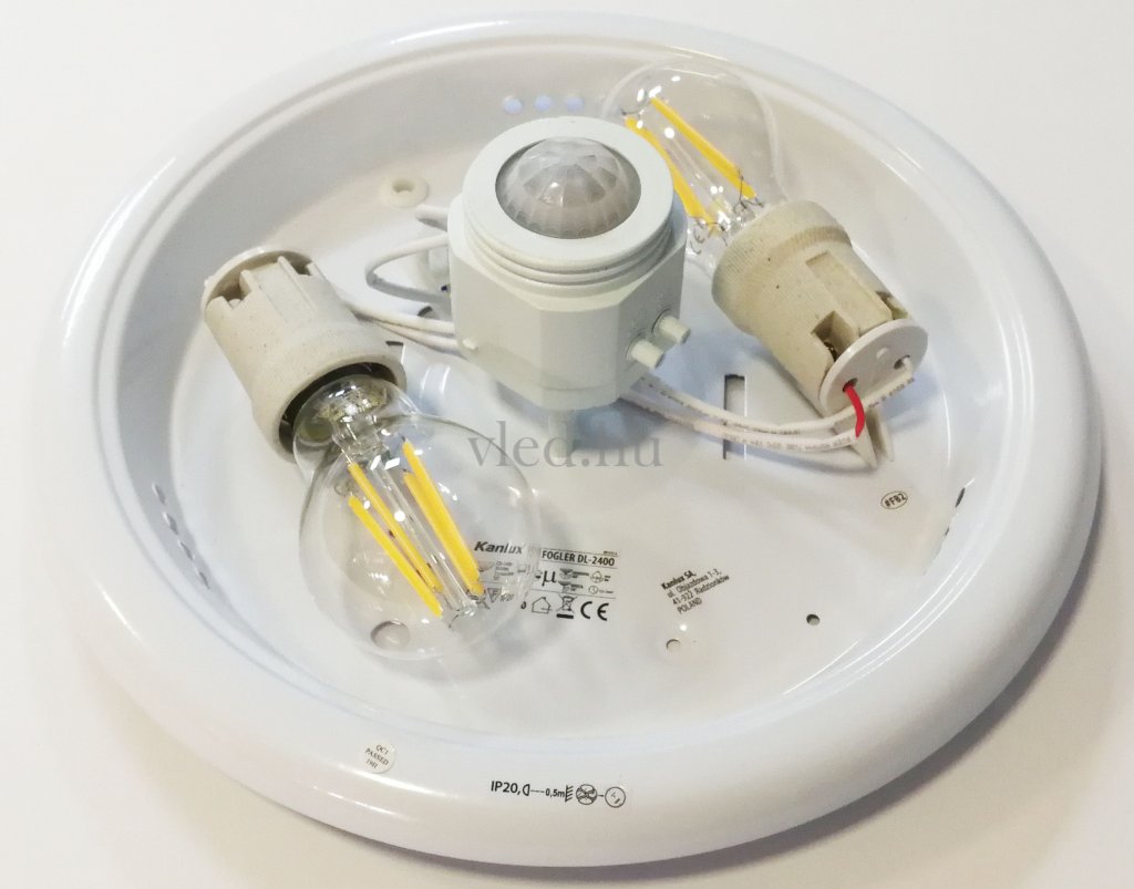 FOGLER DL-240O lámpa beépített mozgásérzékelővel (E27-es foglalat, 2x maximum 40W, IP20, tejüveg) - 18120